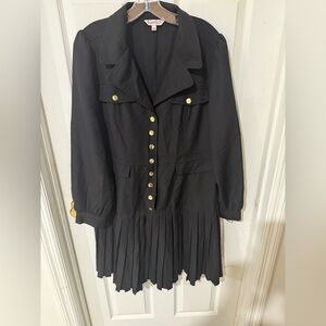 Black Pleated Women's shirt dress